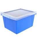 Storex 4 Gallon Storage Bin Lid Plastic Organizer 6 Pack Box (61412U06C) Blue - Brand New