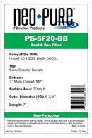 NEO-PURE PS-5F20-BB POOL AND SPA FILTER, 5-3/8" X 7”, - BLU/WHITE - Brand New