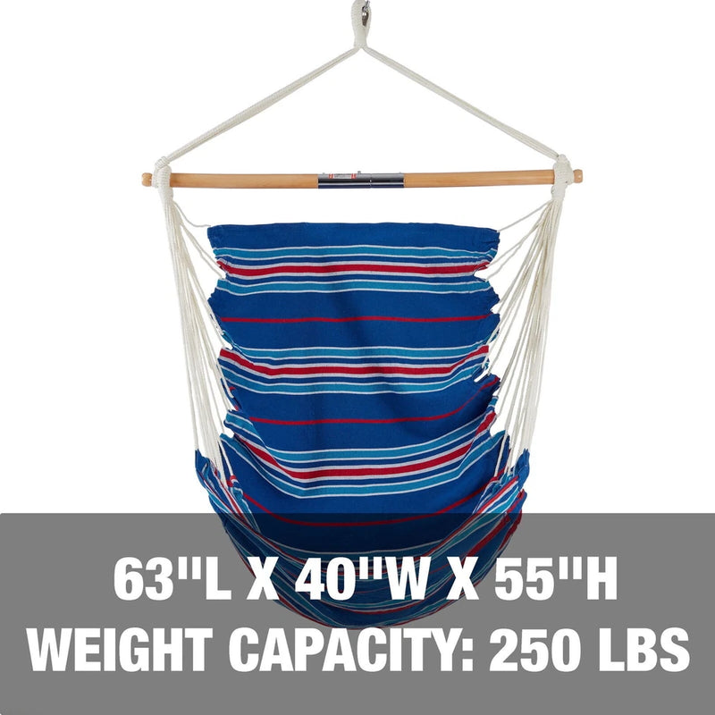 BLISS HAMMOCKS PORTABLE HANGING FABRIC HAMMOCK CHAIR - RED/WHITE/BLUE - Like New