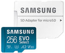 SAMSUNG EVO SELECT MICRO SD-MEMORY-CARD + ADAPTER 256GB MICROSDXC MB-ME256K - Like New