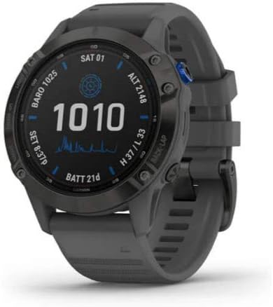 Garmin Fenix 6 Pro Solar (GPS,1.4 inches) Solar-Powered - Black, Slate Gray Band Like New