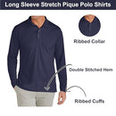 GALAXY BY HARVIC MEN'S LONG SLEEVE PIQUE POLO SHIRT - SIZE: MEN L - NAVY - Brand New