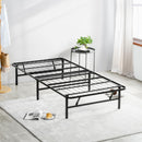 OLEESLEEP 14" Folding Metal Platform Bed, Steel Mattress, Twin size - BLACK - Like New