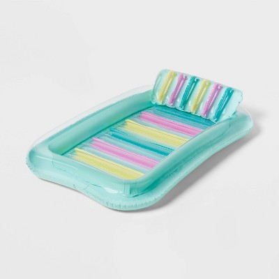 SUN SQUAD INFLATABLE SUNTANNING FLOAT: PVC POOL LOUNGER FOR AGES 6+ - BLUE - Like New