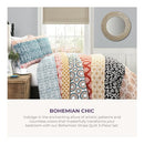 Lush Decor Bohemian Stripe Reversible Cotton Quilt Set, 3 Piece Set, King - Like New