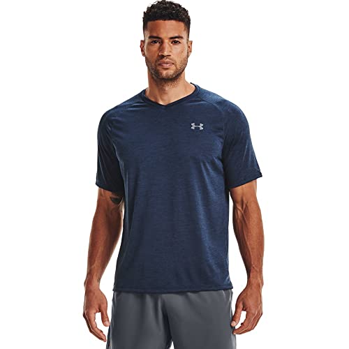 1328190 Under Armour Mens Tech 2.0 V-Neck Short-Sleeve T-Shirt Academy Blue - Brand New
