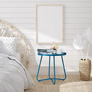 TeoKJ Outdoor Side Tables, Metal Outdoor End Table, Small Patio - Navy Blue - Brand New