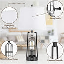 BrightEver Table Lamps with 2 USB Ports, Set of 2 Rustic Industrial Lamp - Black - Like New