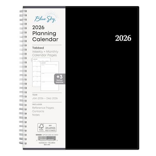 BLUE SKY MONTHLY PLANNER 2026 8-1/2" X 11" ENTERPRISE 111288 - BLACK - Brand New