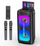 Gesnada Karaoke Machine with Wireless Microphones, K68 - BLACK - Like New