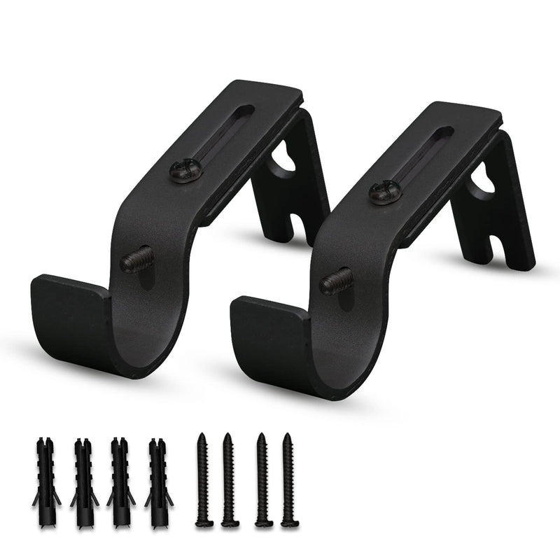 AAZHAN ADJUSTABLE CURTAIN ROD BRACKET-2 PCS - BLACK - Brand New