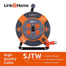 LINK2HOME CORD REEL 60FT EXTENSION CORD 4 POWER OUTLETS - ORANGE/BLACK - Like New