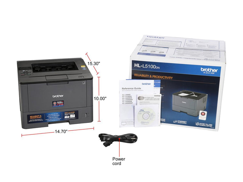 Brother HL-L5100DN Monochrome Laser Printer w/ Duplex Two-Sided Printing and