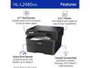 Brother HL-L2480DW Wireless Compact Monochrome Multi-Function Laser Printer with
