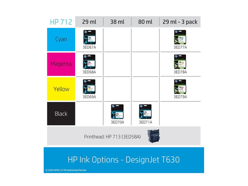 HP DesignJet T630 Large Format Wireless Plotter Printer - 24", with Mobile