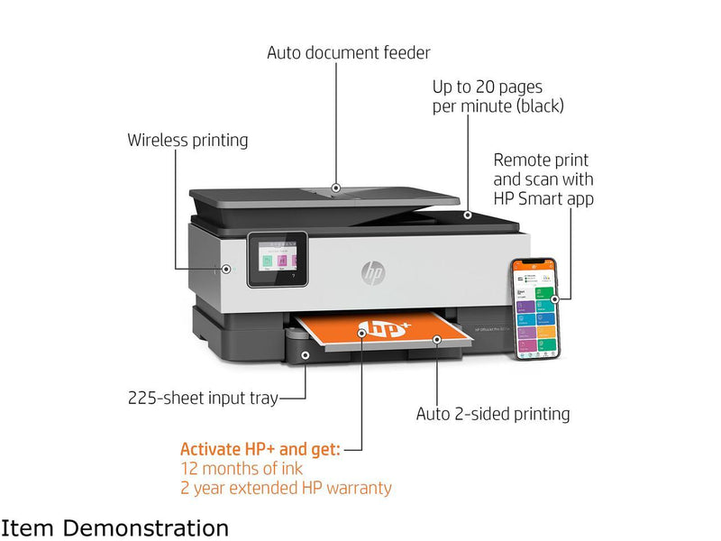 HP OfficeJet Pro 8035e Wireless Color All-in-One Printer (Basalt) with