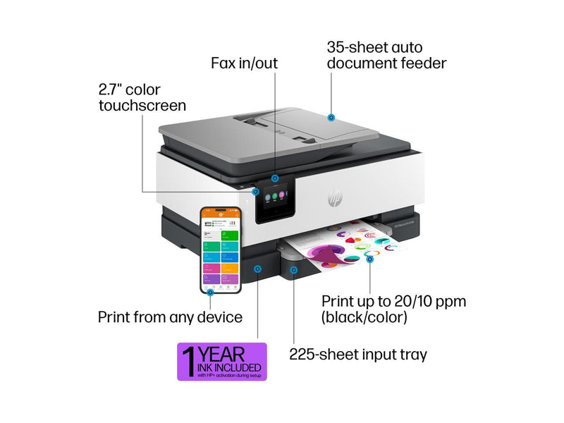 HP OfficeJet Pro 8139e Wireless All-in-One Color Inkjet Printer, Print, scan,