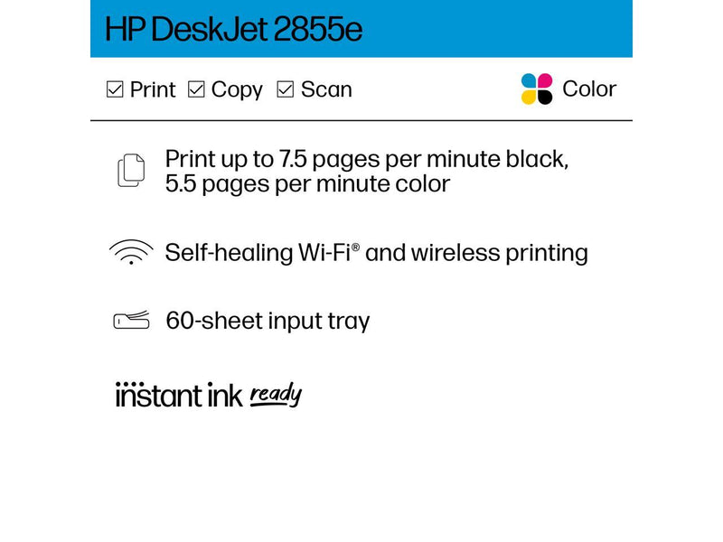 HP DeskJet 2855e All-in-One Wireless Color Printer