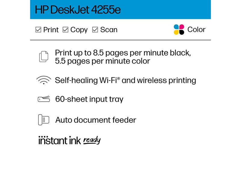 HP DeskJet 4255e All-in-One Wireless Color Printer 588S6A
