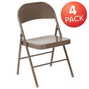 Flash Furniture 4 Pack HERCULES Series Double Braced Beige Metal Folding Chair - Brand New
