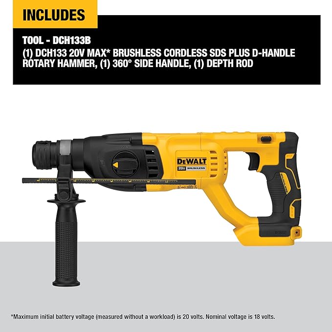 DEWALT 20V MAX* XR Rotary Hammer Drill D-Handle 1-Inch Tool Only - BLACK/YELLOW - Like New