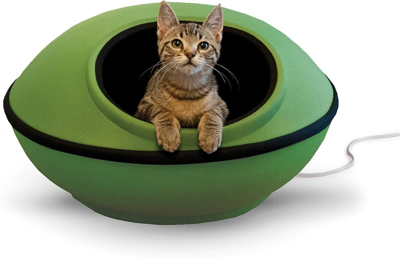 K&H Pet Products Thermo Mod Dream Pod Heated Cat Bed, 22 Inches - GREEN/BLACK - Like New
