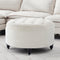 IMMULIZE 30" Round Storage Ottoman, Button Circle Lid, Large Footrest - Cream - Like New