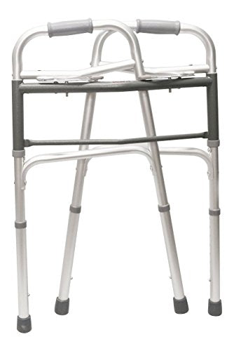 HEALTHLINE Junior Folding Walker Lightweight Deluxe 2Button 5inch Wheels Silver - Like New