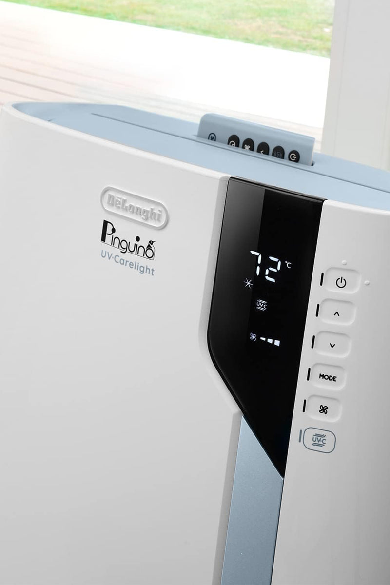 De'Longhi PACEX390UVcare-6AL WH PAC Portable AC, 14000 BTU + UV CARE- White/BLUE - Like New
