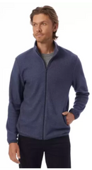 HANES ALTERNATIVE MEN'S ECO TEDDY FULL-ZIP JACKET 3262RT - SIZE 2XL - NAVY - Like New