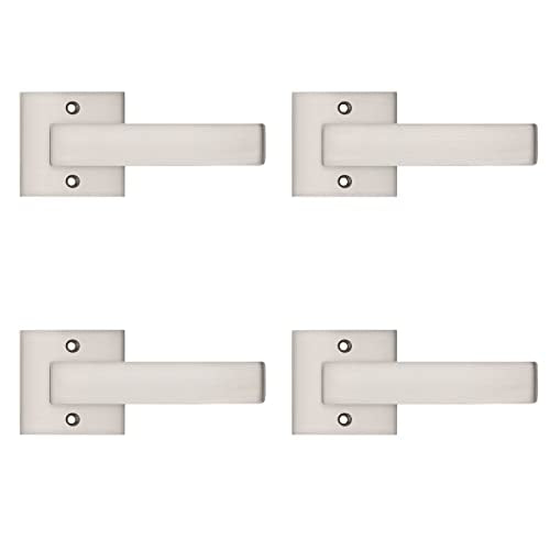 Probrico 4 Pack Contemporary Dummy Door Lever with Satin Nickel Finish - Like New