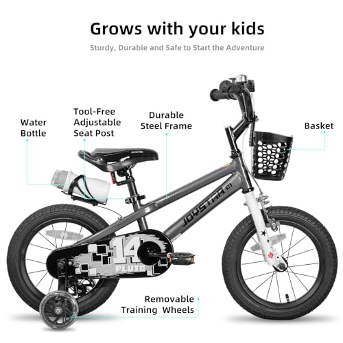 JOYSTAR PLUTO KIDS BIKE WITH TRAINING WHEEL FOR 14 INCH BIKE - GRAY - Like New
