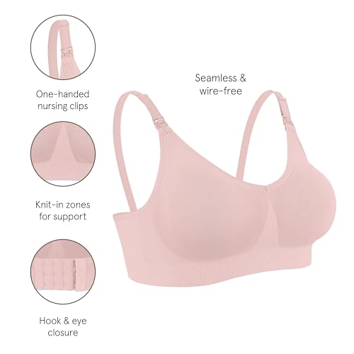 BRAVADO DESIGNS NURSING BRAS BREASTFEEDING BODY SILK SEAMLESS WIRELESS PINK L - Brand New