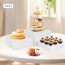 FICHIOUY 6PCS CLEAR DISPLAY NESTING RISER STANDS DISPLAY STANDS (WHITE) - Like New