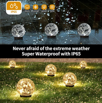 HAKOL SOLAR GLOBE LIGHTS OUTDOOR WATERPROOF - 4 PACK - WARM YELLOW - Like New