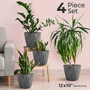 Mueller Austria Plant and Flower Pot 12 Inch European Made 4/1 Set - Grey - Brand New