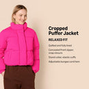 AMAZON ESSENTIALS WOMEN'S CROPPED FULL-ZIP JACKET - SIZE: WOMEN 2XL - NEON PINK - Brand New