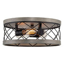 Kira Home Diem 15" 3-Light Rustic Farmhouse Flush Mount - Gray Oak Finish - Brand New