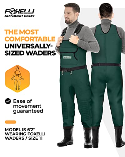 FOXELLI CHEST WADERS, WATERPROOF 4MM NEOPRENE HUNTING & FISHING - SIZE: MEN 10 - Like New