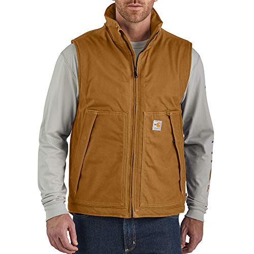 CARHARTT MEN'S 103387 FLAME-RESISTANT QUICK DUCK VEST BROWN REGULAR 2XL - Brand New
