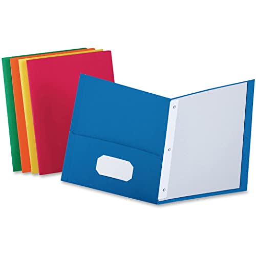 Oxford Two-Pocket Folders w/Fasteners, Assorted Colors, Letter Size, 25PerBox - Brand New