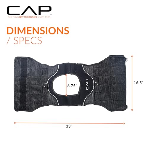 CAP BARBELL ADJUSTABLE WEIGHTED VEST VARIOUS SIZES - BLACK - Like New