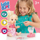 BABY ALIVE MAGICAL MIXER BABY DOLL STRAWBERRY SHAKE E6943 - BLONDE HAIR - Like New