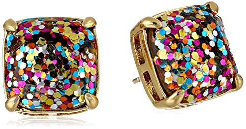 KATE SPADE NEW YORK SMALL SQUARE STUD EARRINGS - MULTI GLITTER - Like New