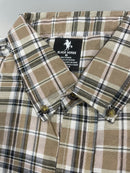BLACK HORSE WOVEN PLAID SHIRT - SIZE :MENS M - BROWN/BLACK/WHITE/YELLOW - Brand New