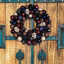 16 Inch Halloween Ball Wreath Lights Skull Ornament Garland Decoration - Brand New