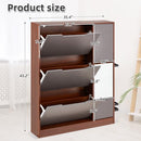 UPHYB WOODEN SHOE CABINET WITH 3 FLIP DRAWERS - WALNUT - Like New