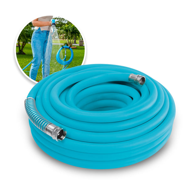 AQUA JOE AJPGH50-DWS 5/8 in 50 FT. HYBRID POLYMER FLEX KINK FREE HOSE - BLUE - Brand New