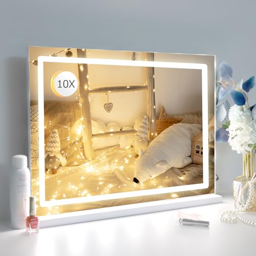 HOMIYO HOLLYWOOD VANITY MIRROR LIGHTS 10X MAGNIFICATION USB 3 LIGHT MODES WHITE - Like New