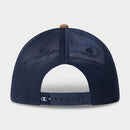 CHAMPION ADULT TRAVIS FAUX SUEDE AND CORDUROY BASEBALL HAT - BROWN/NAVY/WHITE - Brand New